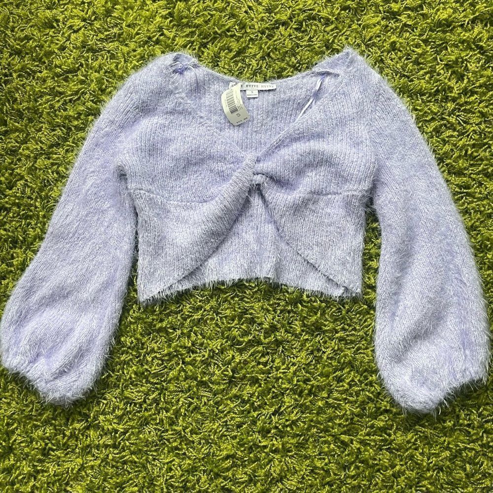 NWT CROP TOP FUZZY PURPLE SWEATER